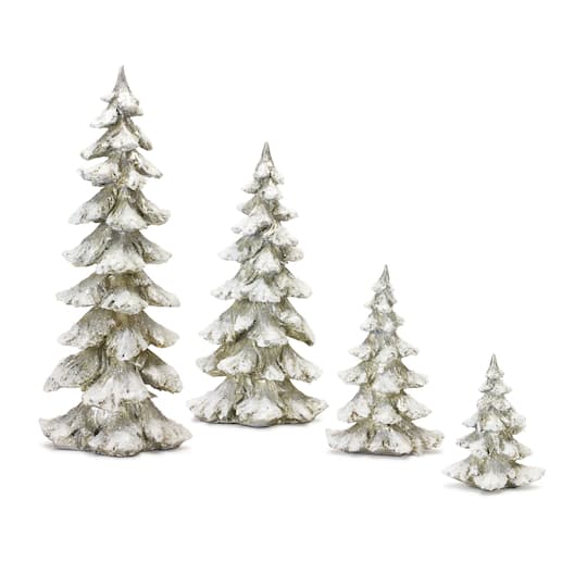 Snowy Silver Sculpted Holiday Tree Décor Set, 6.5", 9", 13.25" & 18" By Melrose | Michaels®